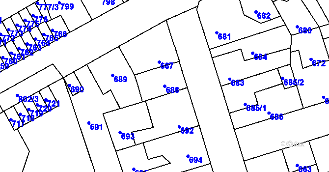 Parcela st. 688 v KÚ Kročehlavy, Katastrální mapa