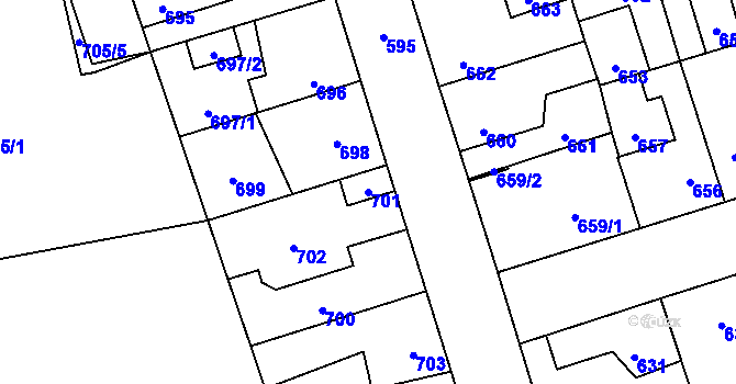 Parcela st. 701 v KÚ Kročehlavy, Katastrální mapa