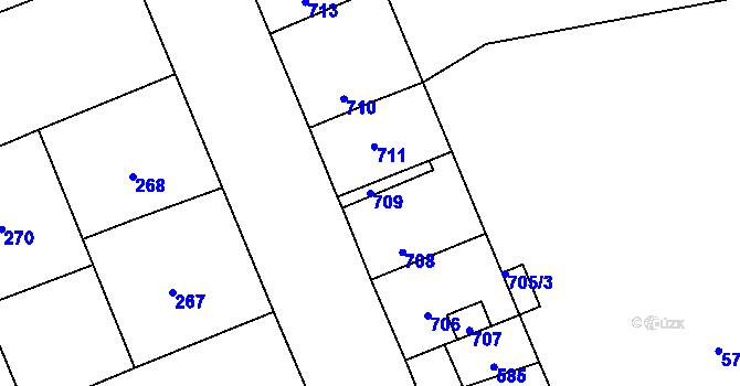 Parcela st. 709 v KÚ Kročehlavy, Katastrální mapa