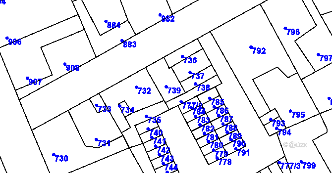 Parcela st. 739 v KÚ Kročehlavy, Katastrální mapa
