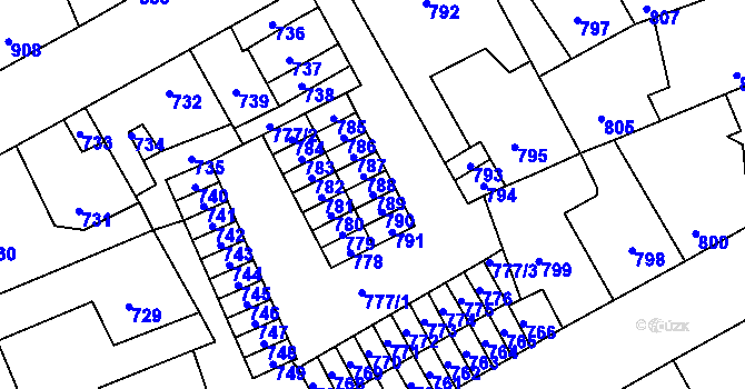 Parcela st. 789 v KÚ Kročehlavy, Katastrální mapa