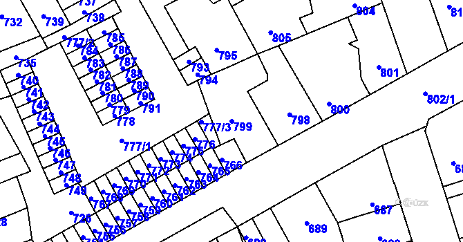 Parcela st. 799 v KÚ Kročehlavy, Katastrální mapa