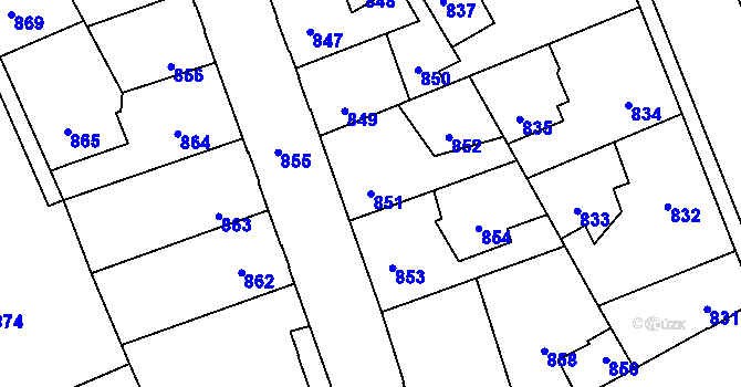 Parcela st. 851 v KÚ Kročehlavy, Katastrální mapa