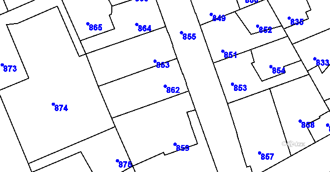 Parcela st. 862 v KÚ Kročehlavy, Katastrální mapa