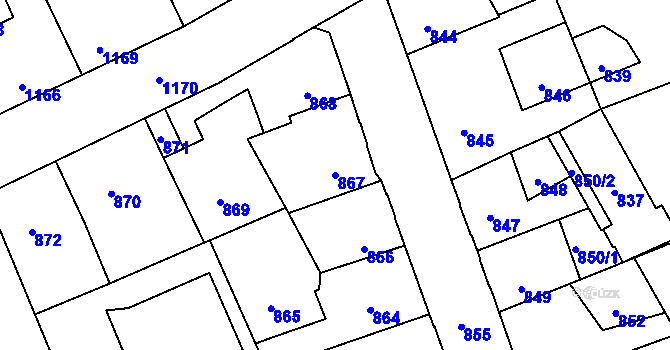 Parcela st. 867 v KÚ Kročehlavy, Katastrální mapa
