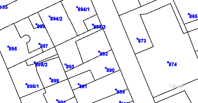 Parcela st. 892 v KÚ Kročehlavy, Katastrální mapa