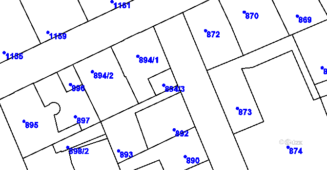 Parcela st. 894/3 v KÚ Kročehlavy, Katastrální mapa