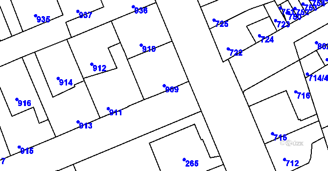 Parcela st. 909 v KÚ Kročehlavy, Katastrální mapa
