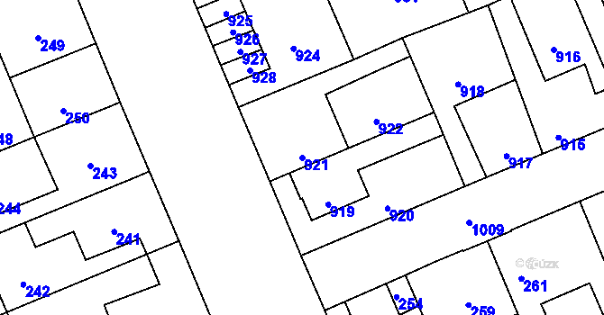Parcela st. 921 v KÚ Kročehlavy, Katastrální mapa