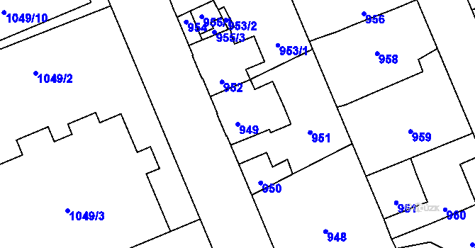 Parcela st. 949 v KÚ Kročehlavy, Katastrální mapa