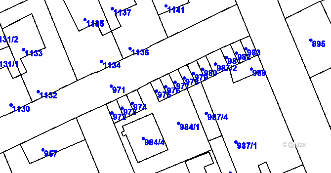 Parcela st. 976 v KÚ Kročehlavy, Katastrální mapa