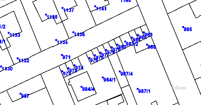 Parcela st. 977 v KÚ Kročehlavy, Katastrální mapa