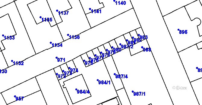 Parcela st. 978 v KÚ Kročehlavy, Katastrální mapa