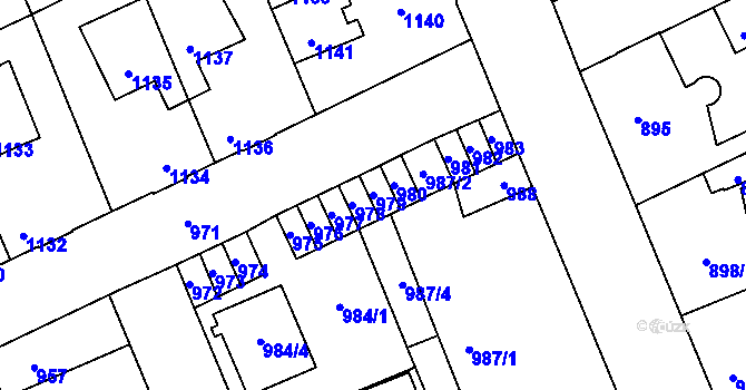 Parcela st. 979 v KÚ Kročehlavy, Katastrální mapa