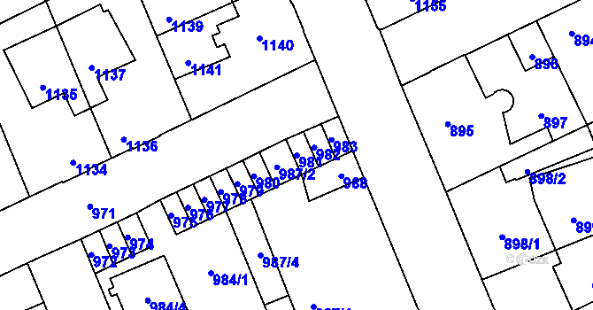 Parcela st. 981 v KÚ Kročehlavy, Katastrální mapa