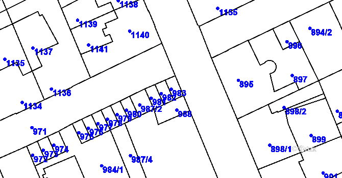 Parcela st. 983 v KÚ Kročehlavy, Katastrální mapa