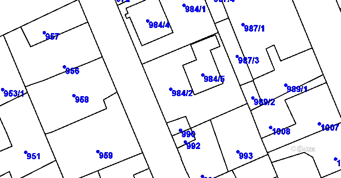 Parcela st. 984/2 v KÚ Kročehlavy, Katastrální mapa