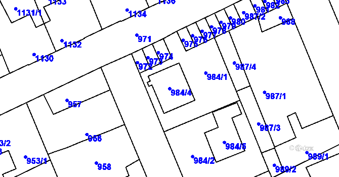 Parcela st. 984/4 v KÚ Kročehlavy, Katastrální mapa