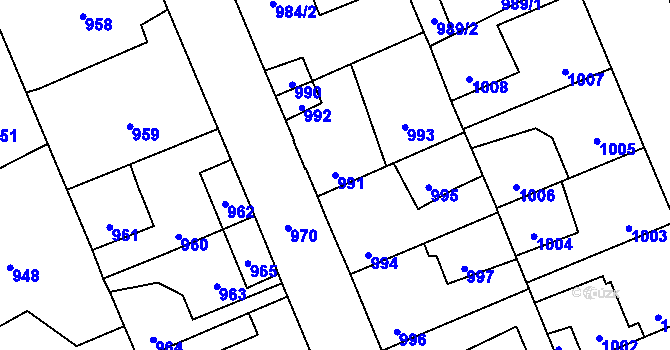 Parcela st. 991 v KÚ Kročehlavy, Katastrální mapa