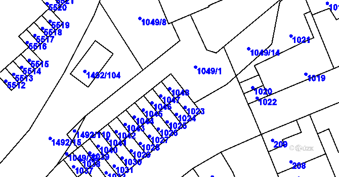 Parcela st. 1048 v KÚ Kročehlavy, Katastrální mapa