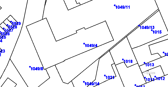 Parcela st. 1049/4 v KÚ Kročehlavy, Katastrální mapa