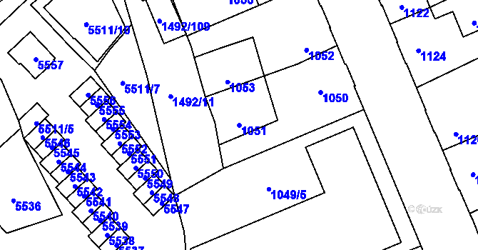 Parcela st. 1051 v KÚ Kročehlavy, Katastrální mapa