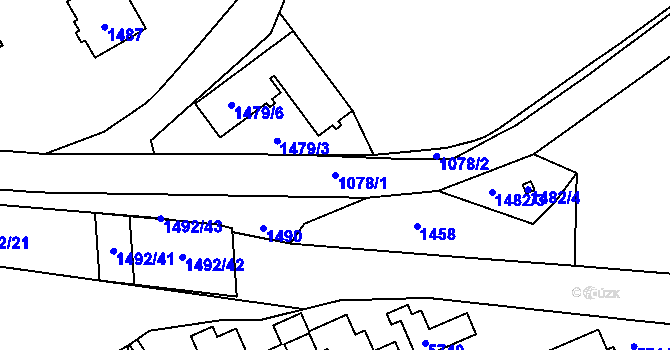 Parcela st. 1078/1 v KÚ Kročehlavy, Katastrální mapa