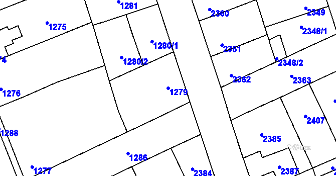 Parcela st. 1279 v KÚ Kročehlavy, Katastrální mapa