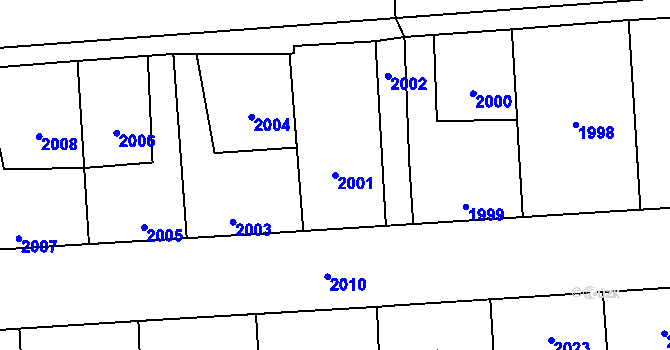 Parcela st. 2001 v KÚ Kročehlavy, Katastrální mapa
