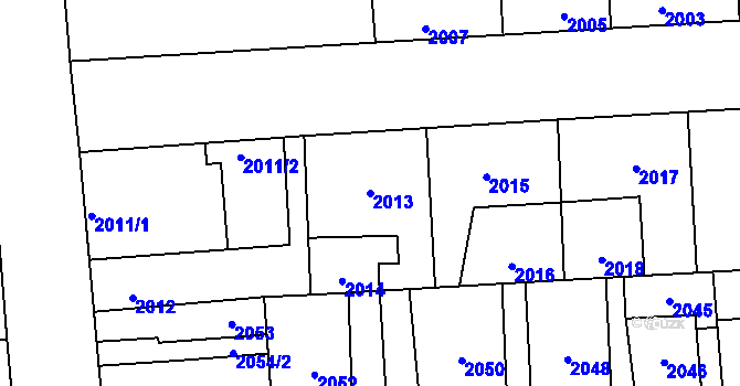 Parcela st. 2013 v KÚ Kročehlavy, Katastrální mapa