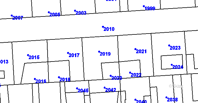 Parcela st. 2019 v KÚ Kročehlavy, Katastrální mapa