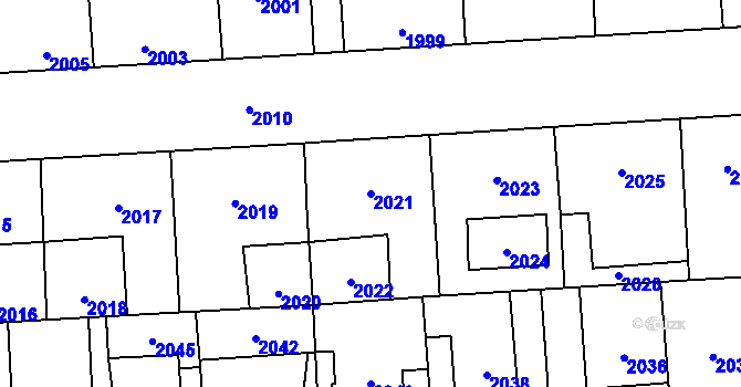 Parcela st. 2021 v KÚ Kročehlavy, Katastrální mapa