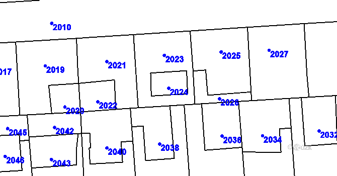 Parcela st. 2024 v KÚ Kročehlavy, Katastrální mapa
