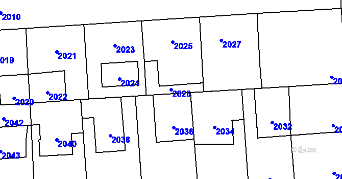 Parcela st. 2026 v KÚ Kročehlavy, Katastrální mapa