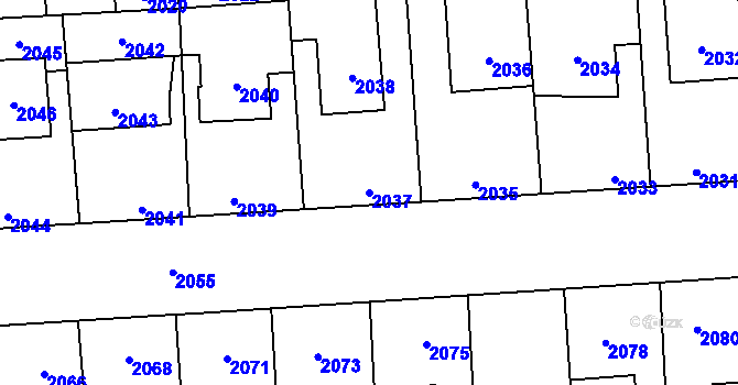 Parcela st. 2037 v KÚ Kročehlavy, Katastrální mapa