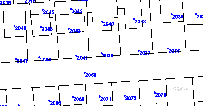 Parcela st. 2039 v KÚ Kročehlavy, Katastrální mapa