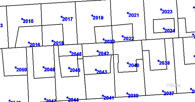 Parcela st. 2042 v KÚ Kročehlavy, Katastrální mapa