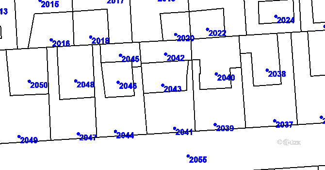 Parcela st. 2043 v KÚ Kročehlavy, Katastrální mapa