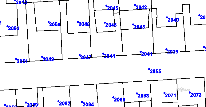 Parcela st. 2044 v KÚ Kročehlavy, Katastrální mapa