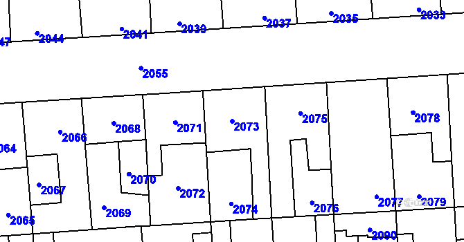 Parcela st. 2073 v KÚ Kročehlavy, Katastrální mapa