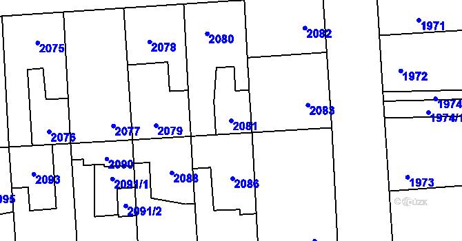 Parcela st. 2081 v KÚ Kročehlavy, Katastrální mapa