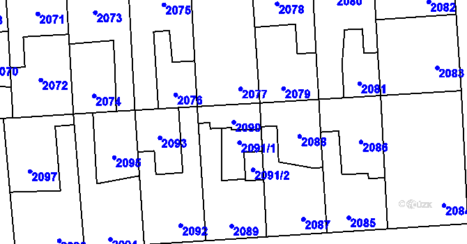Parcela st. 2090 v KÚ Kročehlavy, Katastrální mapa