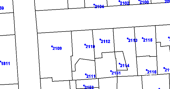 Parcela st. 2110 v KÚ Kročehlavy, Katastrální mapa