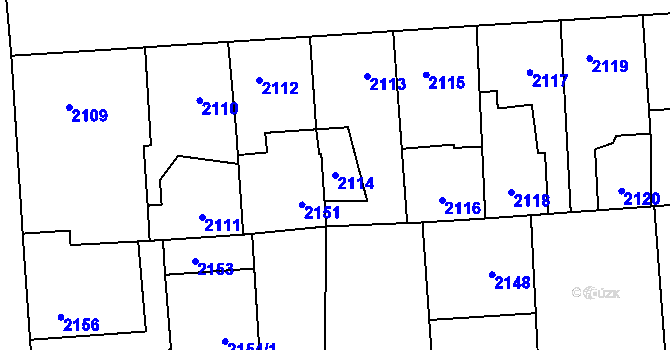 Parcela st. 2114 v KÚ Kročehlavy, Katastrální mapa