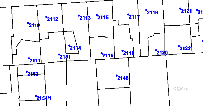 Parcela st. 2116 v KÚ Kročehlavy, Katastrální mapa
