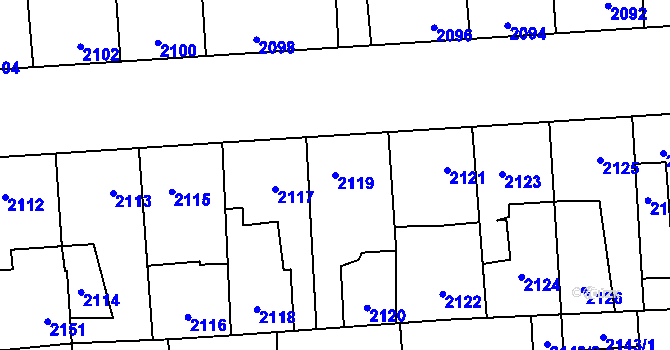 Parcela st. 2119 v KÚ Kročehlavy, Katastrální mapa