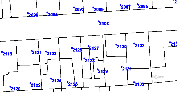 Parcela st. 2127 v KÚ Kročehlavy, Katastrální mapa