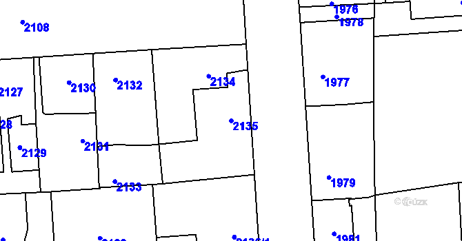 Parcela st. 2135 v KÚ Kročehlavy, Katastrální mapa