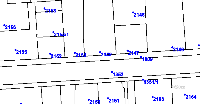 Parcela st. 2149 v KÚ Kročehlavy, Katastrální mapa