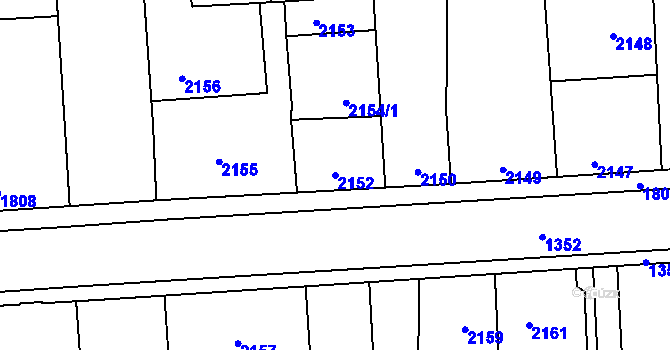 Parcela st. 2152 v KÚ Kročehlavy, Katastrální mapa